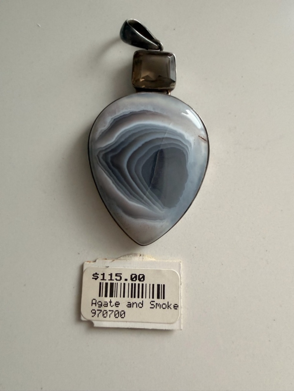 Agate and smoke pendant